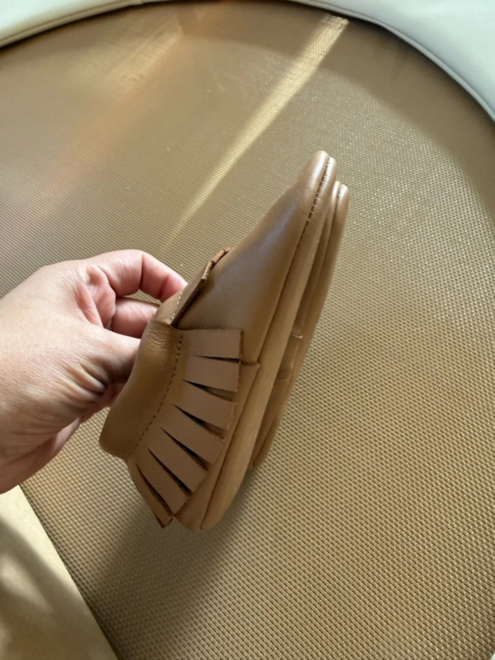The Simple Folk Classic Tan Fringe Baby Moccasins - Soft Slip-On Toddler Shoes